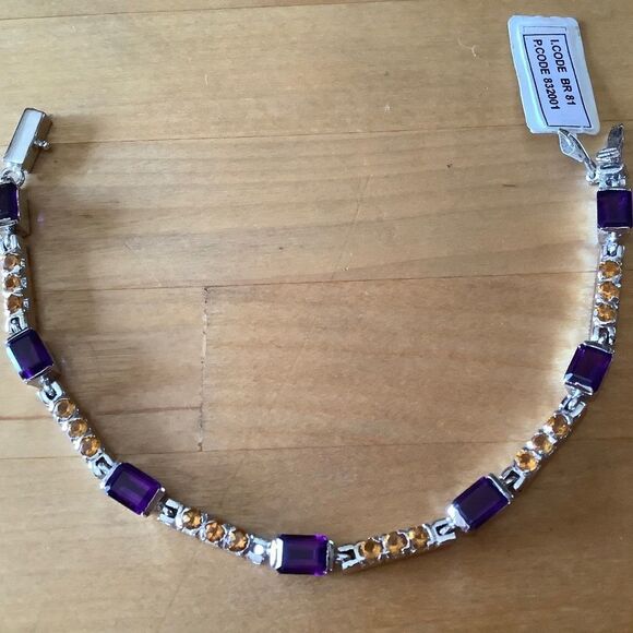 NWT 𝅺sterling SILVER 925 AMETHYST/CITRINE WOMAN BRACELET​ - Picture 2 of 7